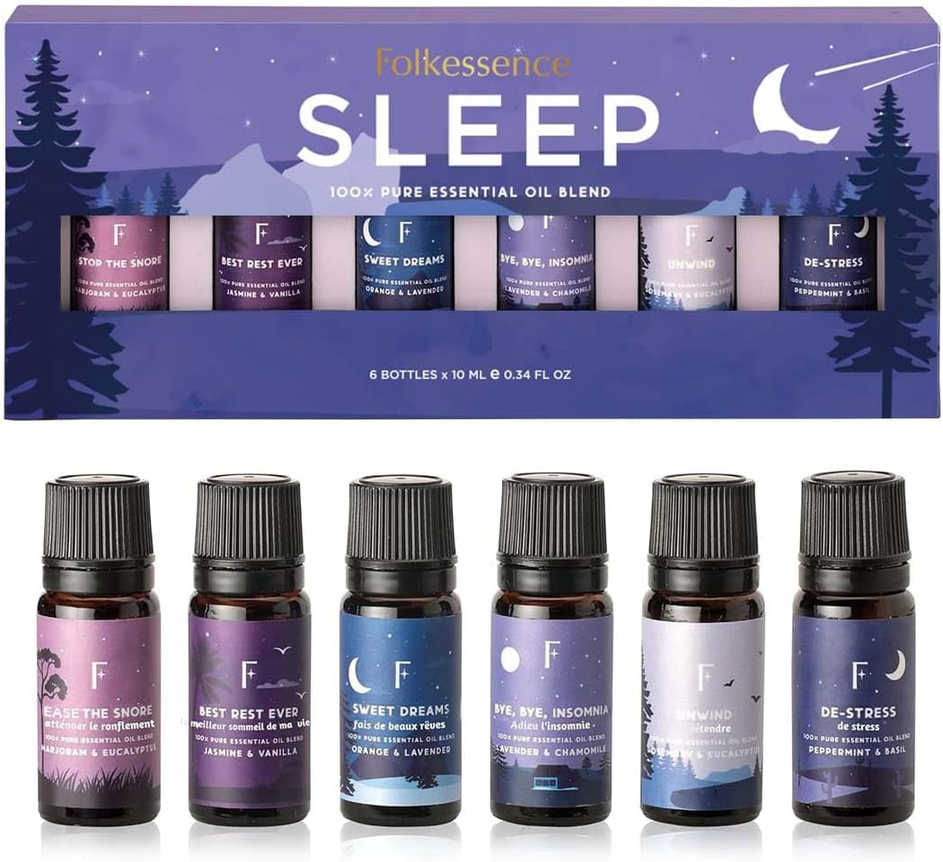 Sleep Essential Oils Set | Pure Essential Oils for Diffusers for Home, Set of 6 Essential Oil Blend or Oil Diffuser Essential Oils - Lavender, Rosemary & Peppermint
