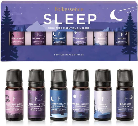 Sleep Essential Oils Set | Pure Essential Oils for Diffusers for Home, Set of 6 Essential Oil Blend or Oil Diffuser Essential Oils - Lavender, Rosemary & Peppermint