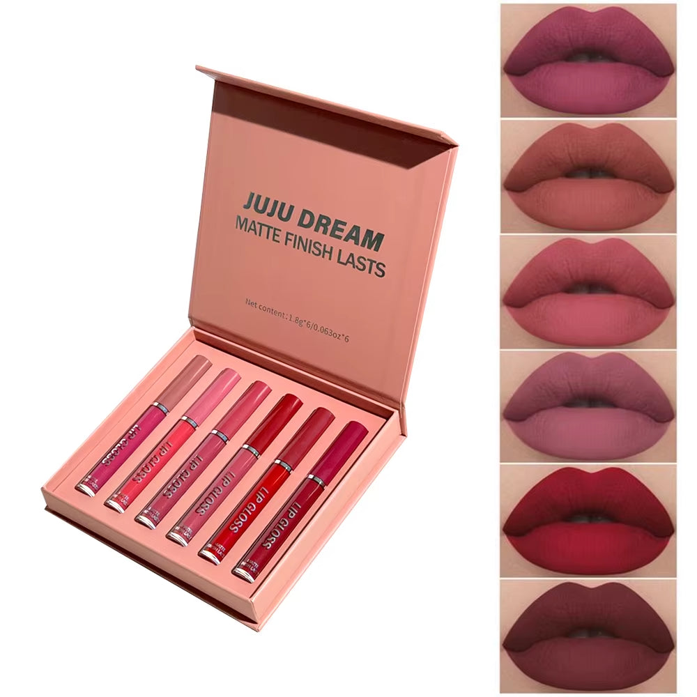 LuxeMatte™ by Handaiyan – 6-Piece Waterproof Matte Lipstick Set